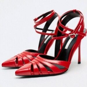 Zara red heeled sandals